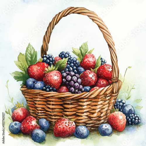 Basket of fruity mix berry red berry strawberry