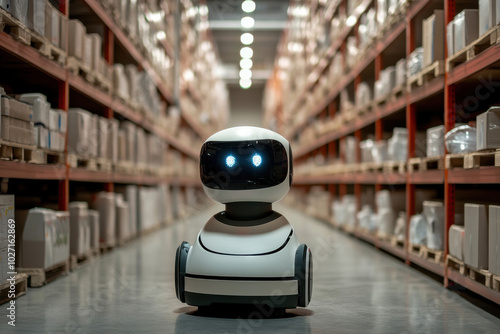 Wallpaper Mural A robot is standing in a warehouse Torontodigital.ca