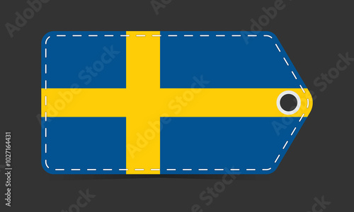 Tag template designed with the colors of the Swedish flag. Tag for labeling products or items related to Sweden