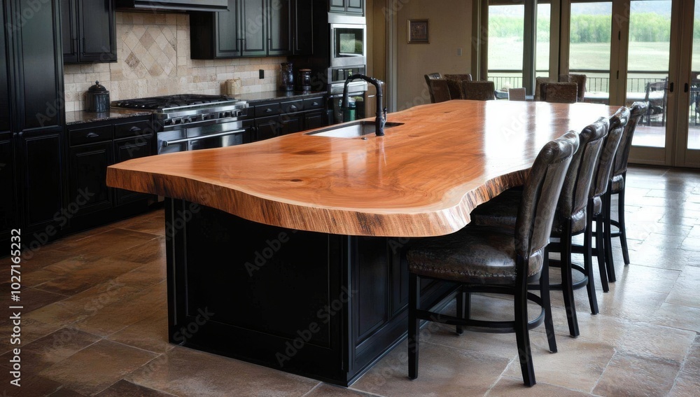 Rustic Kitchen With Reclaimed Wood Countertop Island Rustic Kitchen With Reclaimed Wood Countertop Island