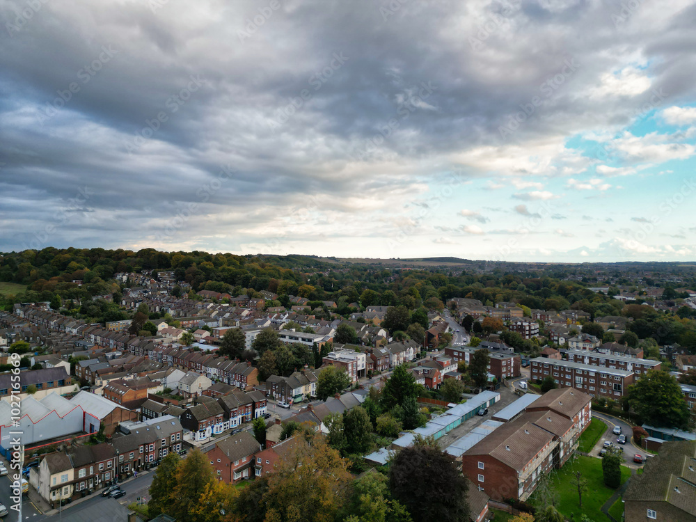 High Angle View of Luton City Residential District Which is Located Near to City Center Downtown of England UK During Cold Sunset of October 12th, 2024 High Angle View of Luton City Residential District Which is Located Near to City Center Downtown of England UK During Cold Sunset of October 12th, 2024