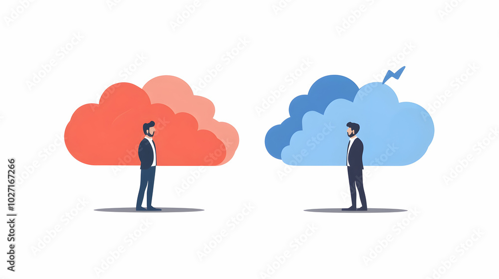 On-premise versus cloud comparison illustration - On-premise versus cloud comparison illustration -