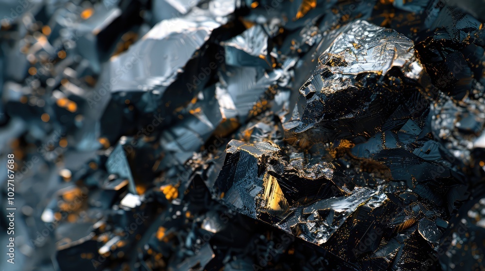 Close-Up of Shiny Metallic Mineral Ore Close-Up of Shiny Metallic Mineral Ore