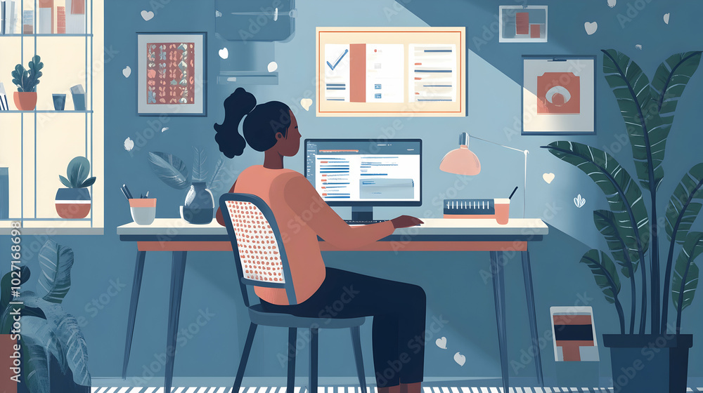 Student participating in online courses from home illustration - Student participating in online courses from home illustration -