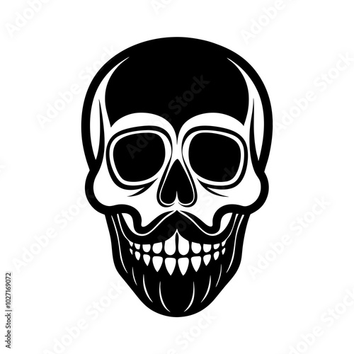 black vintage hipster skull with eyeglass vector silhouette 