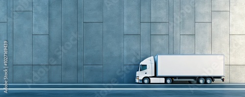 White Truck On The Side With Space For Text