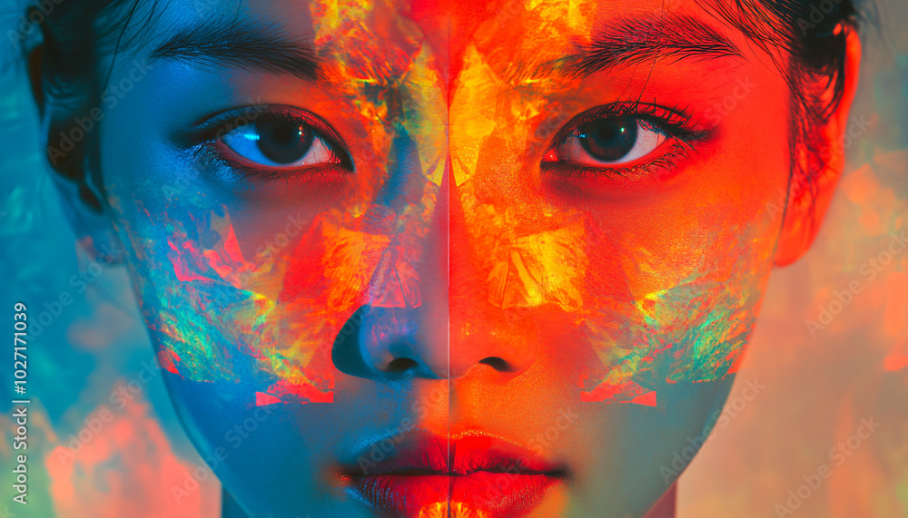 Fototapeta premium Capture portraits through a kaleidoscope lens or using multiple mirrors arranged to create kaleidoscopic patterns