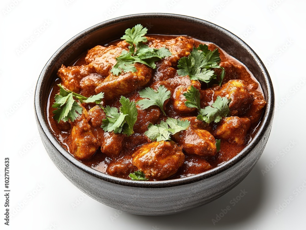 Delicious Spicy Chicken Curry in Black Ceramic Bowl Delicious Spicy Chicken Curry in Black Ceramic Bowl
