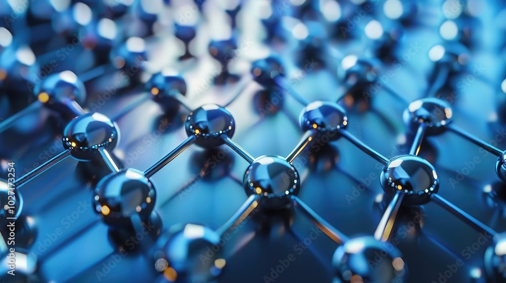 Abstract Molecular Structure in Blue Light Abstract Molecular Structure in Blue Light