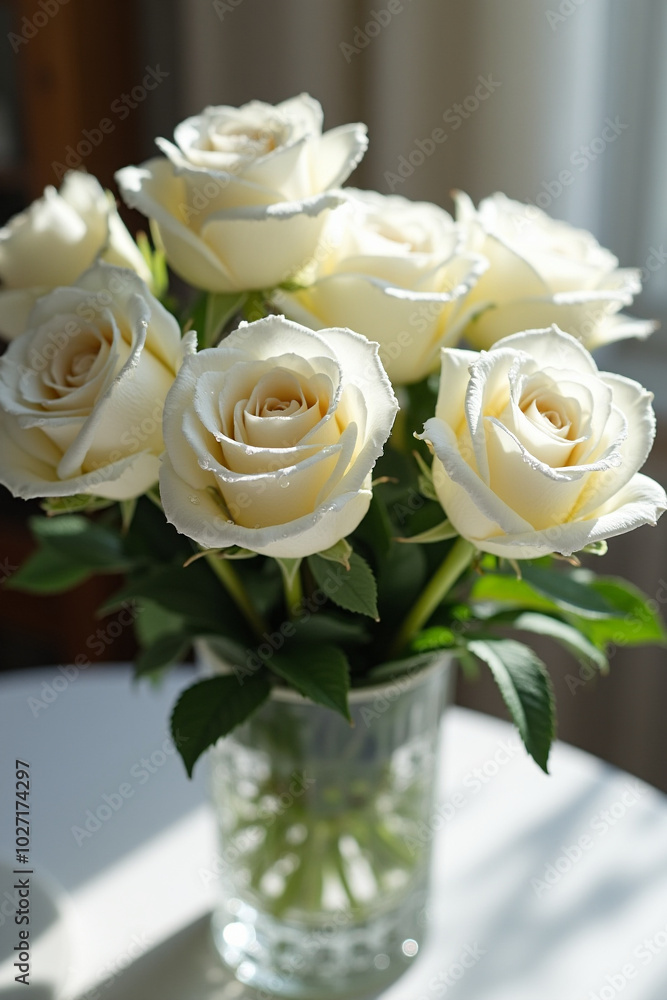 Obraz premium white roses in a vase