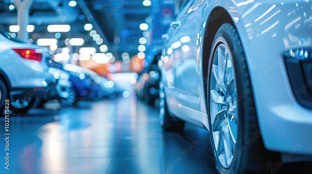 Modern Car Showroom with Shiny Vehicles Modern Car Showroom with Shiny Vehicles