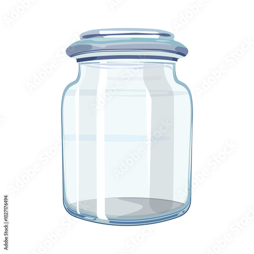 Decorative glass jar on isolated background. Template for your design.