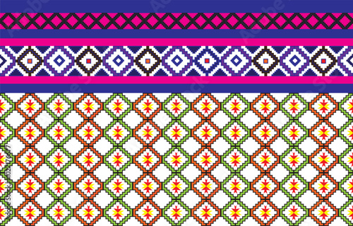 Ikat ethnic tribal ,handmade native pattern motif. Ethnic ikat abstract background art.Ikat geometric  ethnic oriental seamless pattern.Design for fabric pattern , textile ,printing and other project.