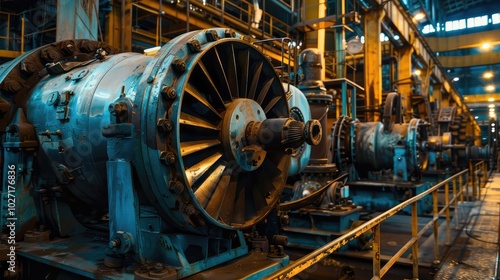 Massive Industrial Turbines in a Factory Setting