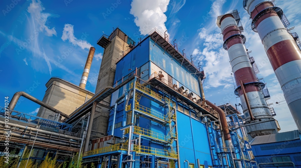 Fototapeta premium Modern Industrial Power Plant and Chimneys