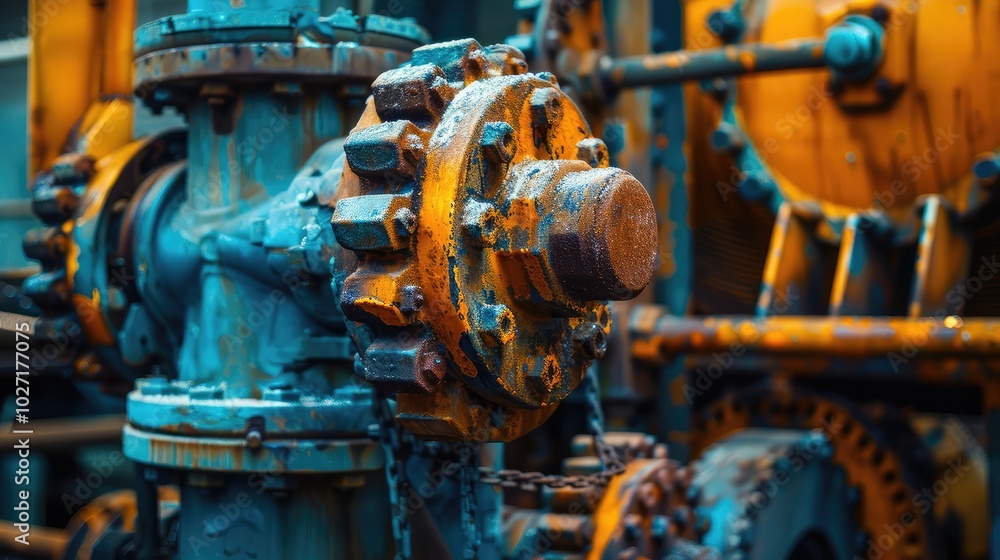 Obraz premium Rusty Industrial Machinery Close-up