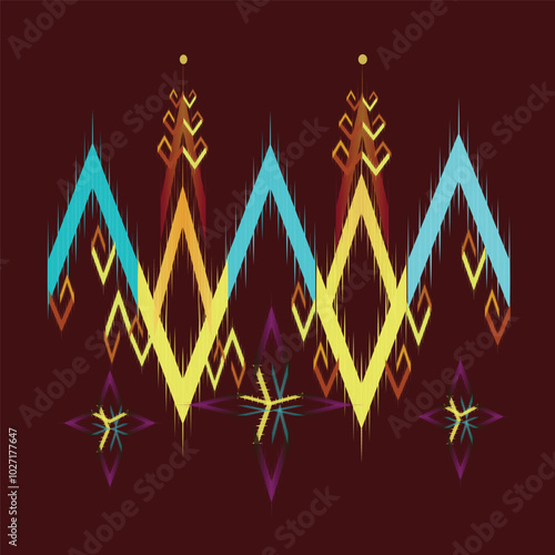 Ikat ethnic tribal ,handmade native pattern motif. Ethnic ikat abstract background art.Ikat geometric  ethnic oriental seamless pattern.Design for fabric pattern , textile ,printing and other project.