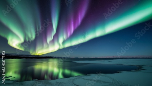 Wallpaper Mural Breathtaking northern lights over frozen lake. Torontodigital.ca
