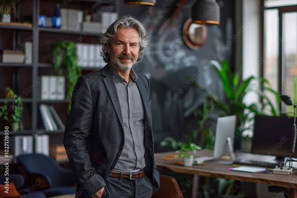 A Happy mature businessman looking at camera while stand A Happy mature businessman looking at camera while stand