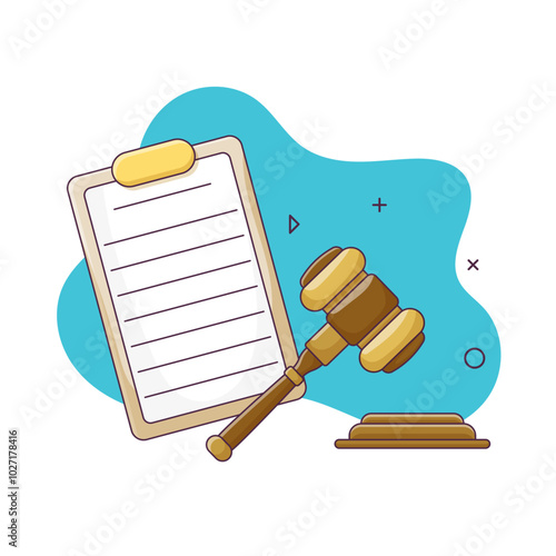 Law and Justice legal advice, Gavel and Paper icon symbol