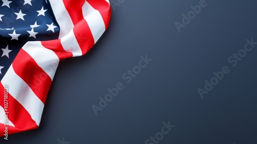 American Flag On Dark Blue Background