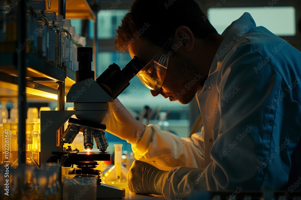A Laboratory employee works with immaterial samples