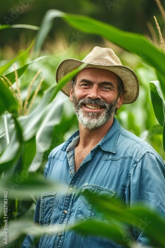 A Portrait of a farmer smiling at the camera looking photo