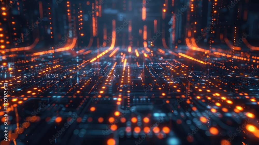 Fototapeta premium Futuristic Digital Circuit Board Visualization