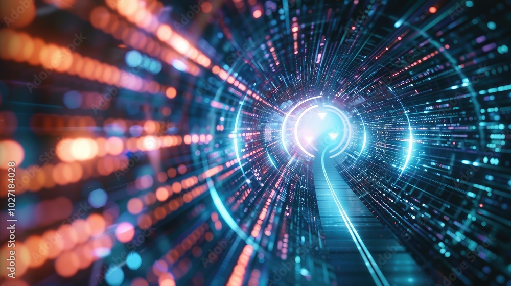 Glowing Futuristic Data Tunnel Glowing Futuristic Data Tunnel