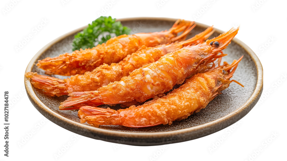 Crispy Tempura Prawns. Japanese Cuisine Fried Seafood. isolated on white background. Crispy Tempura Prawns. Japanese Cuisine Fried Seafood. isolated on white background.