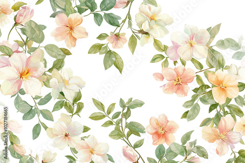 Watercolor Floral Pattern: Delicate Pink and White Flowers