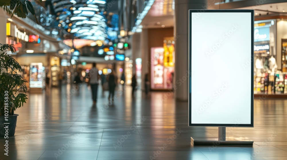 White ad signboard mockup for product advertisement in deparment store ...