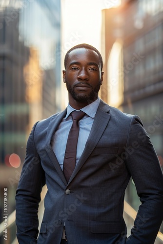 A Portrait of an African American businessman wearing suit