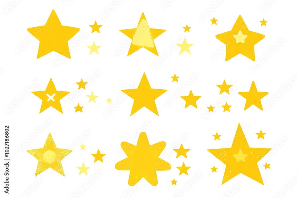 icon set of yellow sparkles, simple shapes, white background, cute style, cute design icon set of yellow sparkles, simple shapes, white background, cute style, cute design