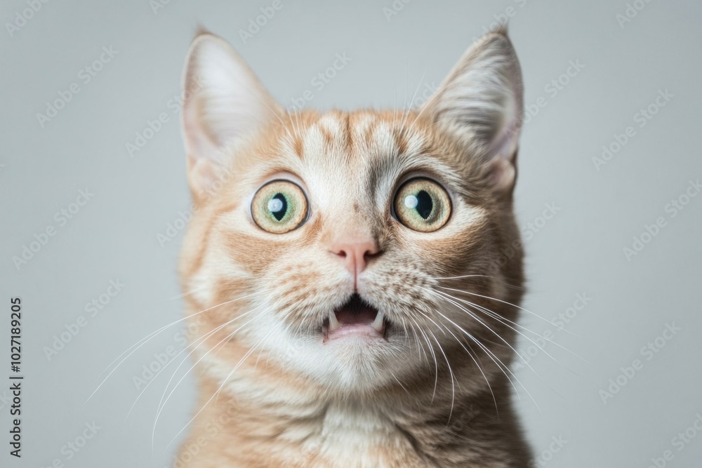 Ginger cat looking shocked with mouth open Ginger cat looking shocked with mouth open
