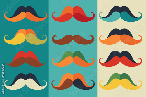 Diverse mustache collection for design projects and personalization