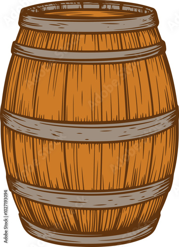 Wooden barrel drawing clipart design illustration