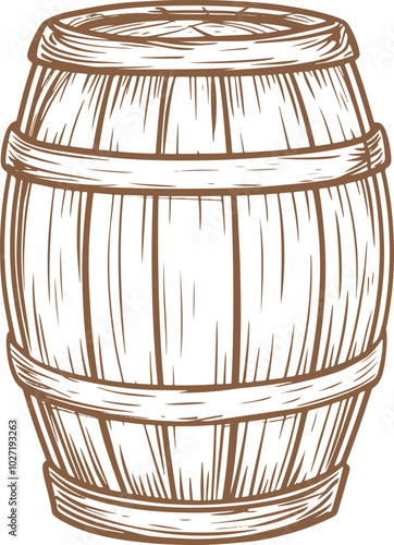 Wooden barrel drawing clipart design illustration