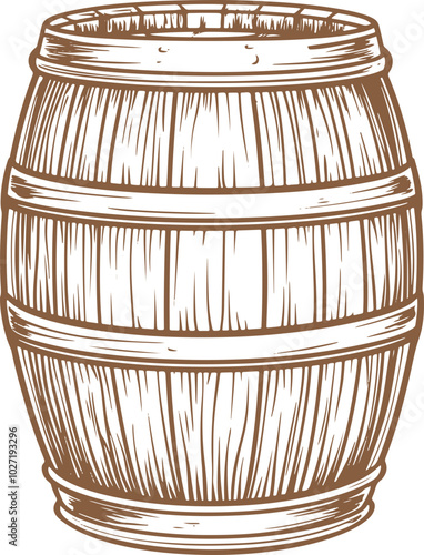 Wooden barrel drawing clipart design illustration