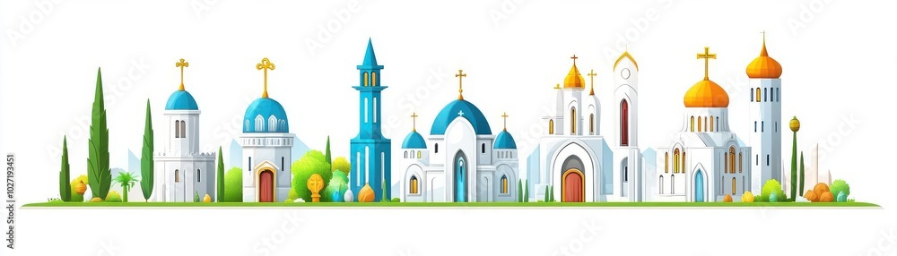 Symbolism in religious icons theme spiritual symbols cartoon drawing vivid Symbolism in religious icons theme spiritual symbols cartoon drawing vivid