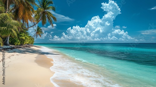 Tropical beach with clear blue water