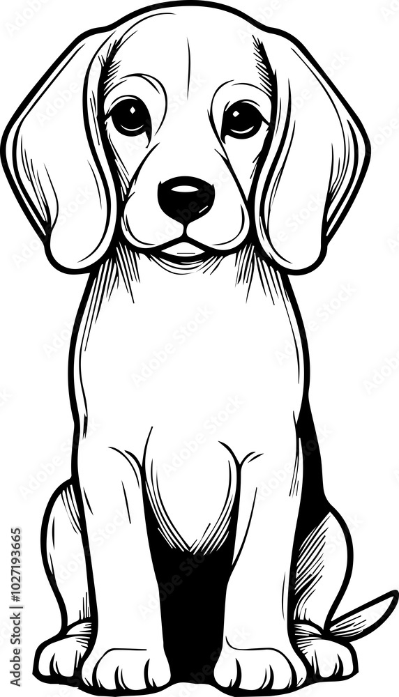 Black Line Art Cute Small Dog Pet Sitting Pose Hand Drawn Illustration Black Line Art Cute Small Dog Pet Sitting Pose Hand Drawn Illustration