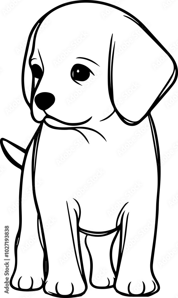 Black Line Art Cute Small Dog Pet Stand Pose Hand Drawn Illustration Black Line Art Cute Small Dog Pet Stand Pose Hand Drawn Illustration