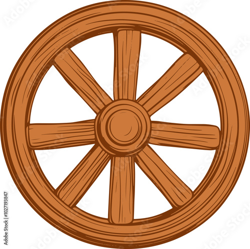 Wooden wheel drawing clipart design illustration