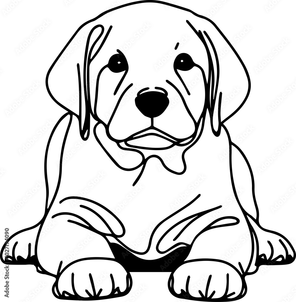 Black Line Art Cute Small Dog Pet Crawl Pose Hand Drawn Illustration Black Line Art Cute Small Dog Pet Crawl Pose Hand Drawn Illustration