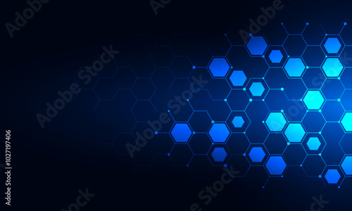 Abstract technology background and design element with hexagons pattern and geometric shapes