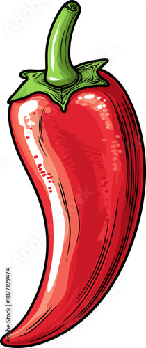 Spicy Hot Pepper Design Illustration - Vibrant Chili Design