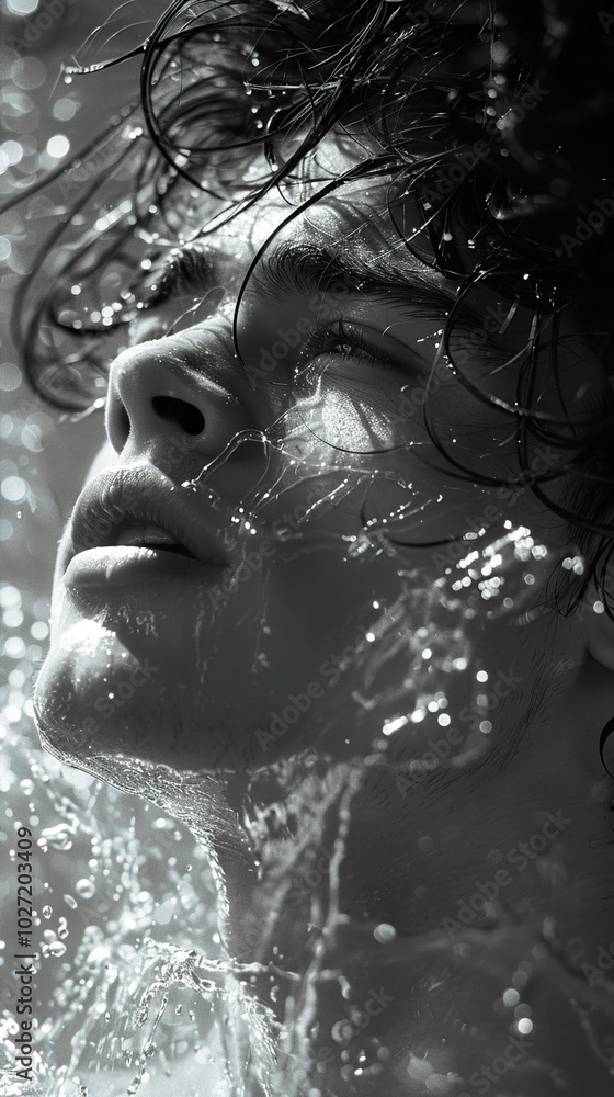 Water Splash Portrait: A Black and White Photography Water Splash Portrait: A Black and White Photography