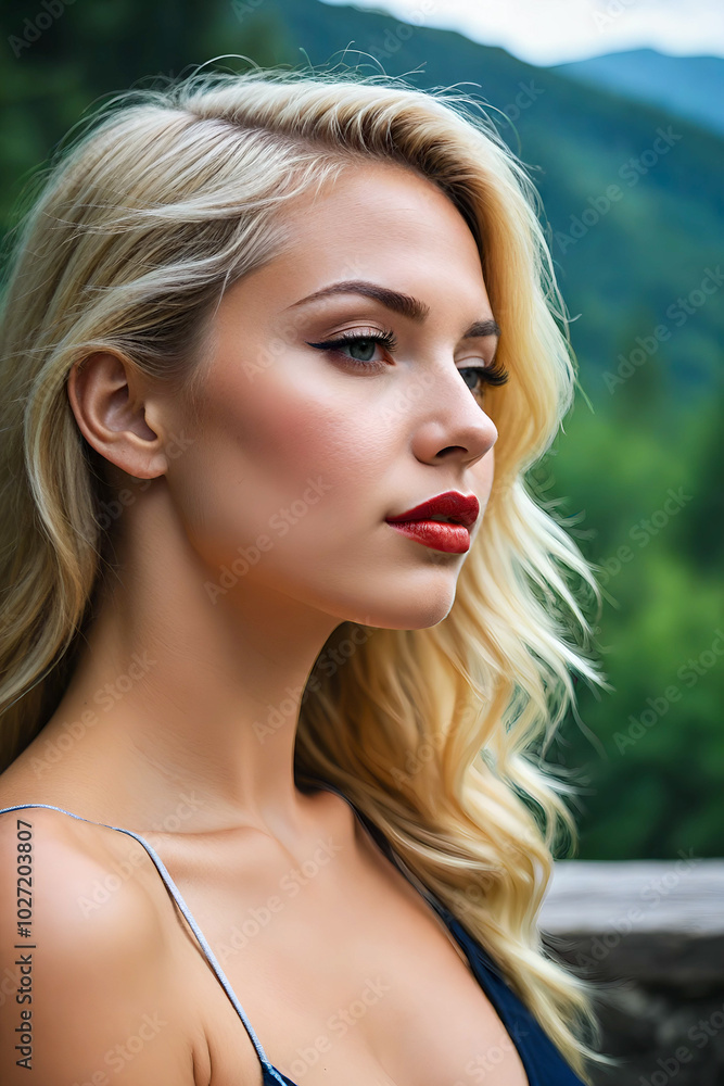Profil of a blonde woman in the nature Profil of a blonde woman in the nature