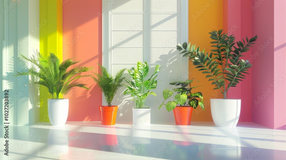 interior design of living room with plants in pots. interior design of living room with plants in pots.